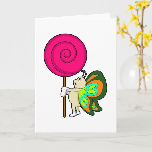 Schmetterling mit Lollipop Karte (Gelbe Blume)