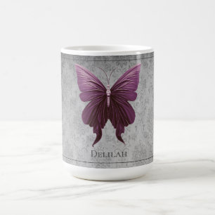 Schmetterling mit Magenta-Steinen Kaffeetasse