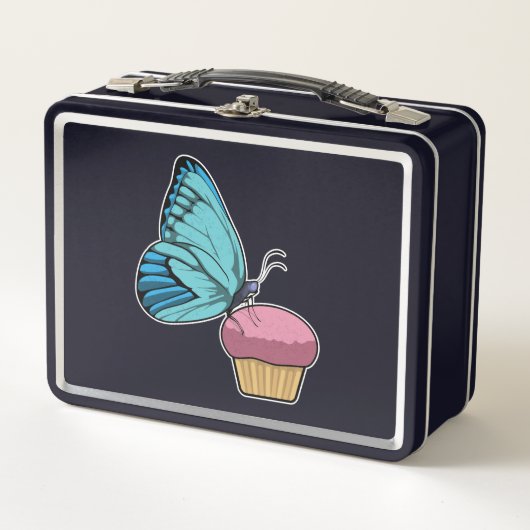 Schmetterling mit Muffin Metall Brotdose (Vorderseite)