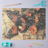 Schmetterling mit orangefarbenen Blume Seidenpapier (Basteln)