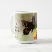 Schmetterling mit Psalm-Vers 23:3 Kaffeetasse (Vorderseite Links)