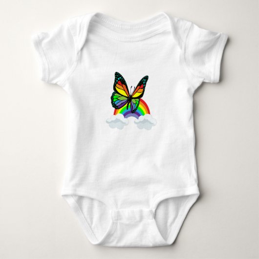 Schmetterling mit Regenbogen Baby Strampler (Vorderseite)