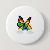 Schmetterling mit Regenbogen Button (Vorderseite)