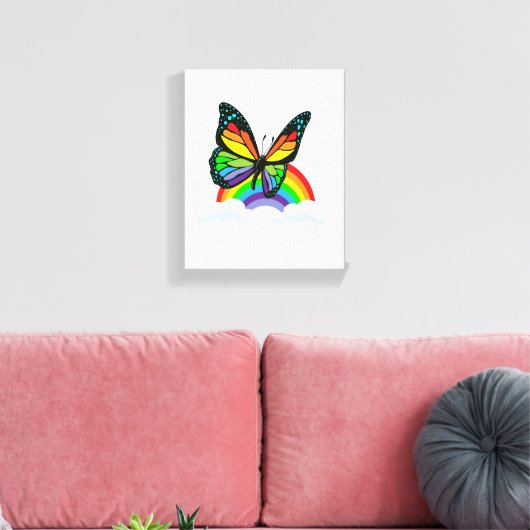 Schmetterling mit Regenbogen Leinwanddruck (Insitu (Wohnzimmer))