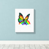 Schmetterling mit Regenbogen Leinwanddruck (Insitu (Holzboden))