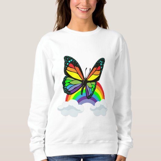 Schmetterling mit Regenbogen Sweatshirt (Vorderseite)