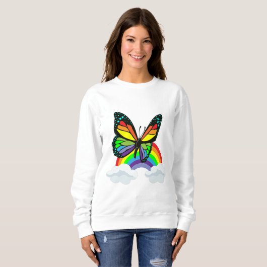 Schmetterling mit Regenbogen Sweatshirt (Vorne ganz)