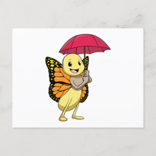 Schmetterling mit Regenschirm Postkarte