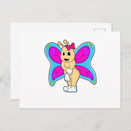 Schmetterling mit Ribbon Postkarte (Vorne/Hinten)