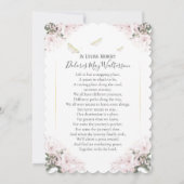 Schmetterling mit rosa Blume Beileid Danke Karte (Rückseite)