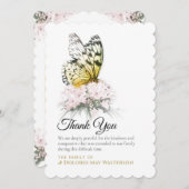 Schmetterling mit rosa Blume Beileid Danke Karte (Vorne/Hinten)