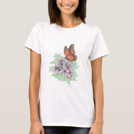 Schmetterling mit rosa Blüten T-Shirt