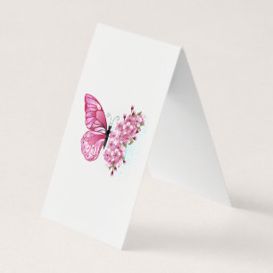 Schmetterling mit rosa Sakura-Blüten Visitenkarten
