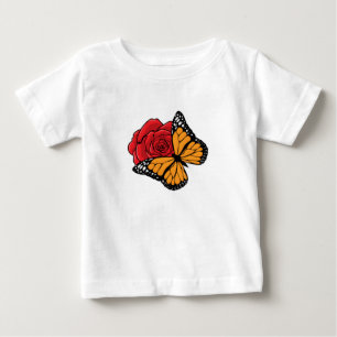 Schmetterling mit Rose Baby T-shirt