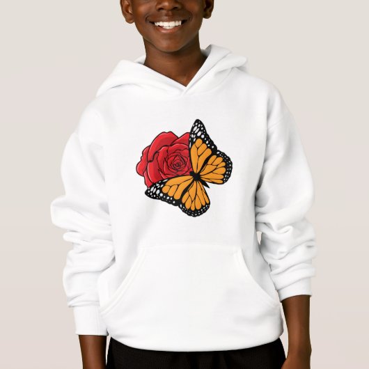 Schmetterling mit Rose Hoodie (Vorderseite)