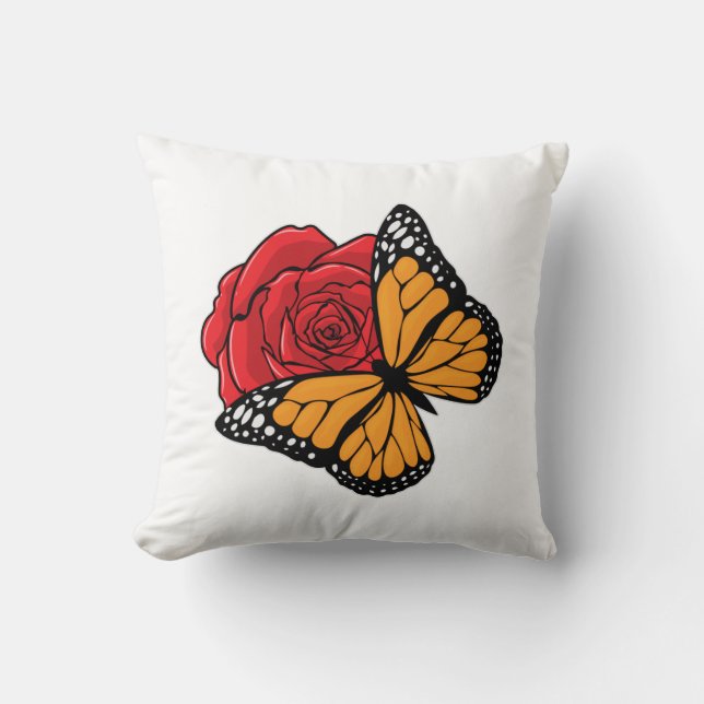 Schmetterling mit Rose Kissen (Vorderseite)