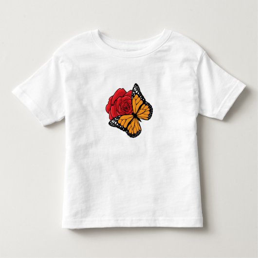 Schmetterling mit Rose Kleinkind T-shirt (Vorderseite)