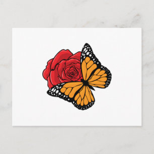 Schmetterling mit Rose Postkarte