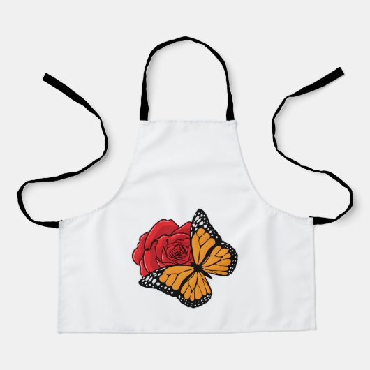 Schmetterling mit Rose Schürze (Vorderseite)