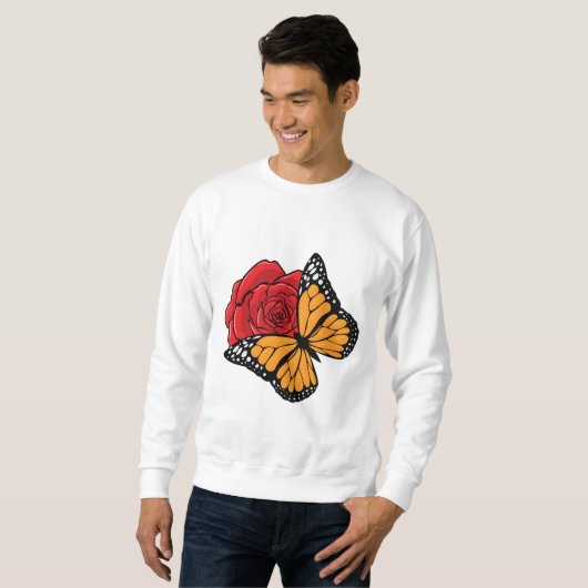 Schmetterling mit Rose Sweatshirt (Vorne ganz)