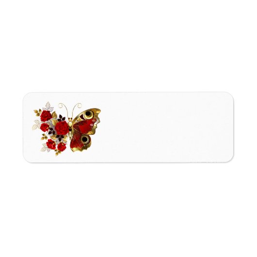 Schmetterling mit roter Blume und rote Rosen (Vorne)
