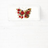 Schmetterling mit roter Blume und rote Rosen Banner (InSitu)