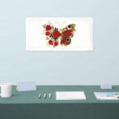 Schmetterling mit roter Blume und rote Rosen Banner (Messe)