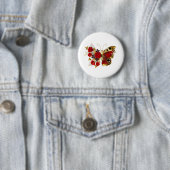 Schmetterling mit roter Blume und rote Rosen Button (Beispiel)