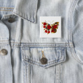 Schmetterling mit roter Blume und rote Rosen Button (Beispiel)