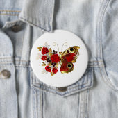 Schmetterling mit roter Blume und rote Rosen Button (Beispiel)
