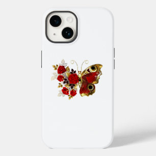 Schmetterling mit roter Blume und rote Rosen Case-Mate iPhone 14 Hülle