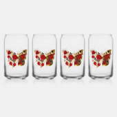 Schmetterling mit roter Blume und rote Rosen Dosenglas (Hinten)