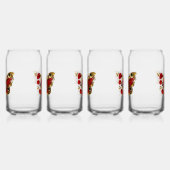Schmetterling mit roter Blume und rote Rosen Dosenglas (Links)