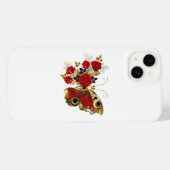 Schmetterling mit roter Blume und rote Rosen iPhone Hülle (Rückseite (Horizontal))