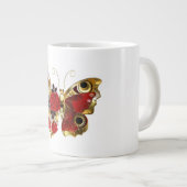 Schmetterling mit roter Blume und rote Rosen Jumbo-Tasse (Vorderseite Rechts)