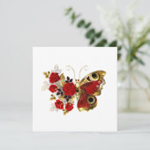 Schmetterling mit roter Blume und rote Rosen Karte (Stehend Vorderseite)