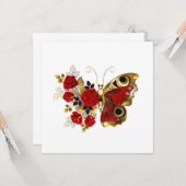 Schmetterling mit roter Blume und rote Rosen Karte (Vorderseite/Rückseite Beispiel)