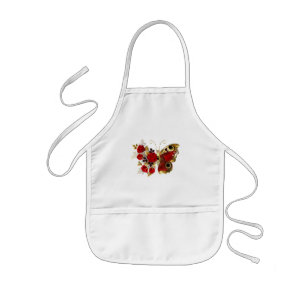 Schmetterling mit roter Blume und rote Rosen Kinderschürze