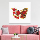 Schmetterling mit roter Blume und rote Rosen Leinwanddruck (Insitu (Wohnzimmer))