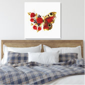 Schmetterling mit roter Blume und rote Rosen Leinwanddruck (Insitu (Schlafzimmer))
