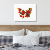 Schmetterling mit roter Blume und rote Rosen Leinwanddruck (Insitu (Schlafzimmer))