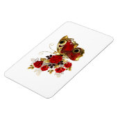 Schmetterling mit roter Blume und rote Rosen Magnet (Linke Seite)