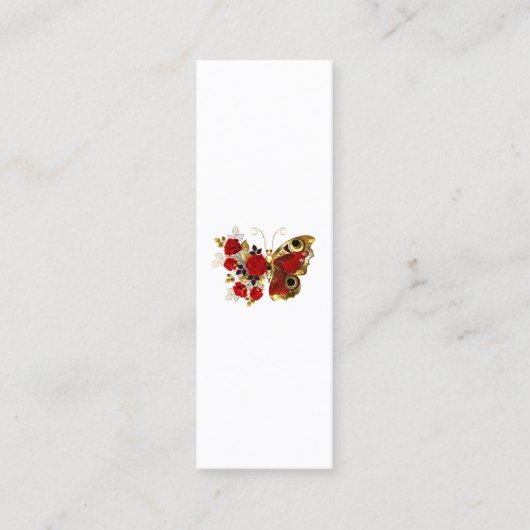 Schmetterling mit roter Blume und rote Rosen Mini Visitenkarte (Vorderseite)