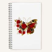 Schmetterling mit roter Blume und rote Rosen Notizblock (Vorderseite)