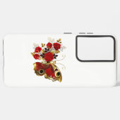Schmetterling mit roter Blume und rote Rosen Samsung Galaxy Hülle (Linke Seite)