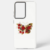 Schmetterling mit roter Blume und rote Rosen Samsung Galaxy Hülle (Rückseite)