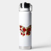 Schmetterling mit roter Blume und rote Rosen Trinkflasche (Hinten)