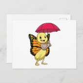 Schmetterling mit Schirm Postkarte (Vorne/Hinten)