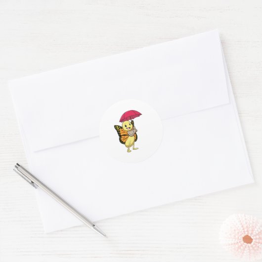 Schmetterling mit Schirm Runder Aufkleber (Umschlag)