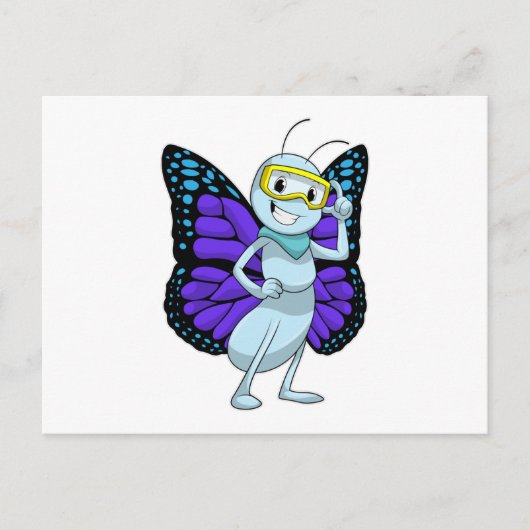 Schmetterling mit Schutzbrille Postkarte (Vorderseite)